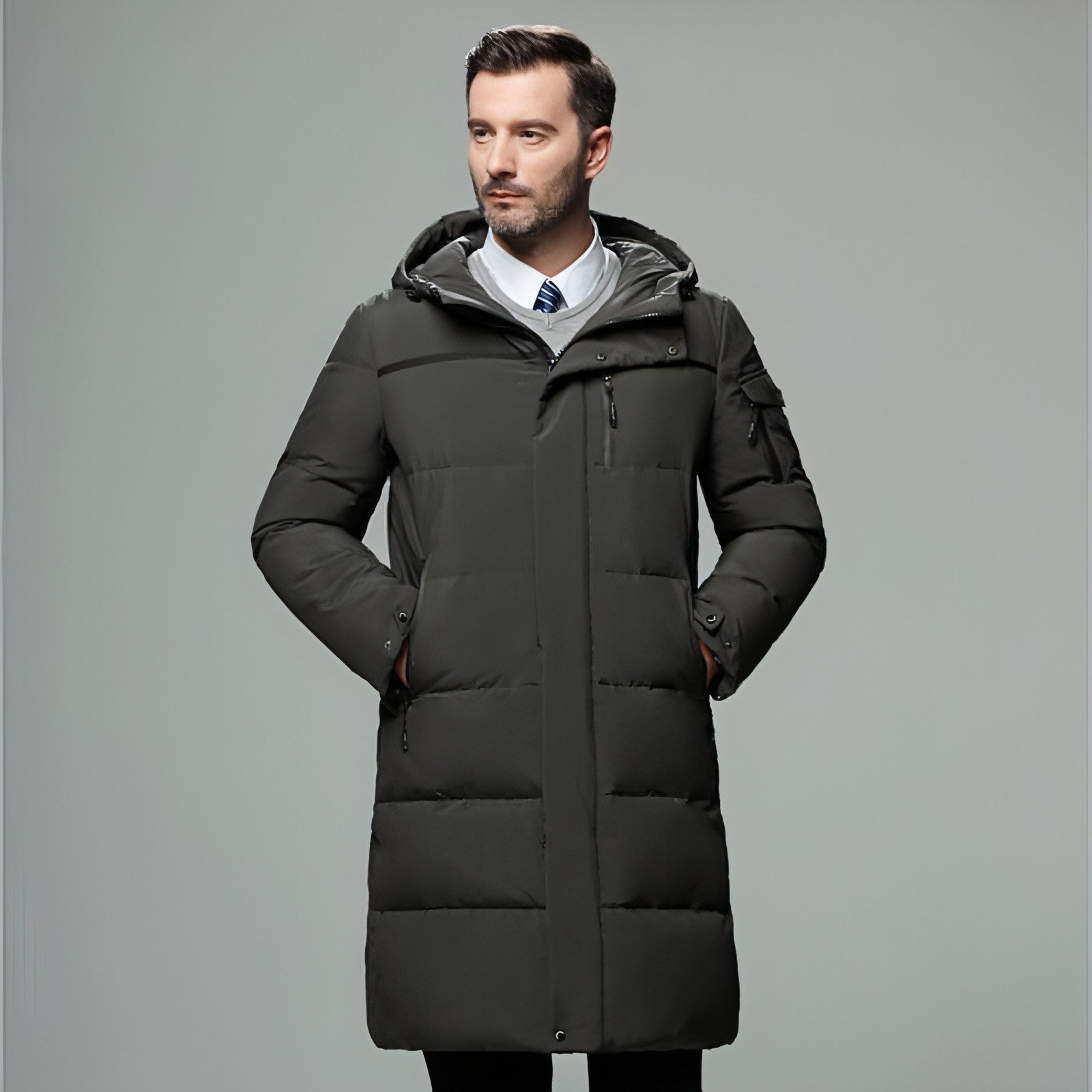 Plumífero largo acolchado para hombre