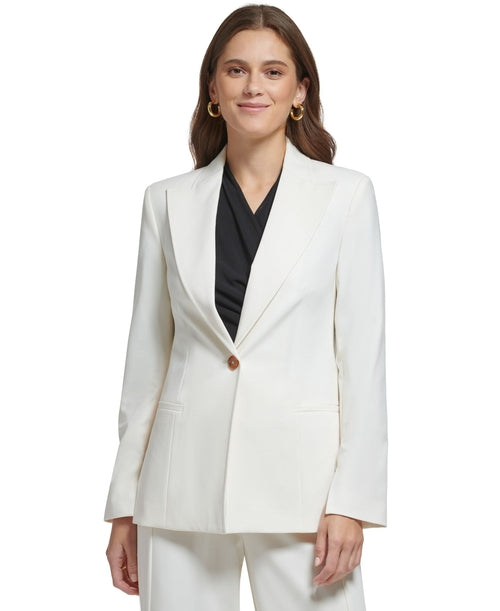 Blazer de manga larga con cuello de pico y un solo botón para mujer DKNY