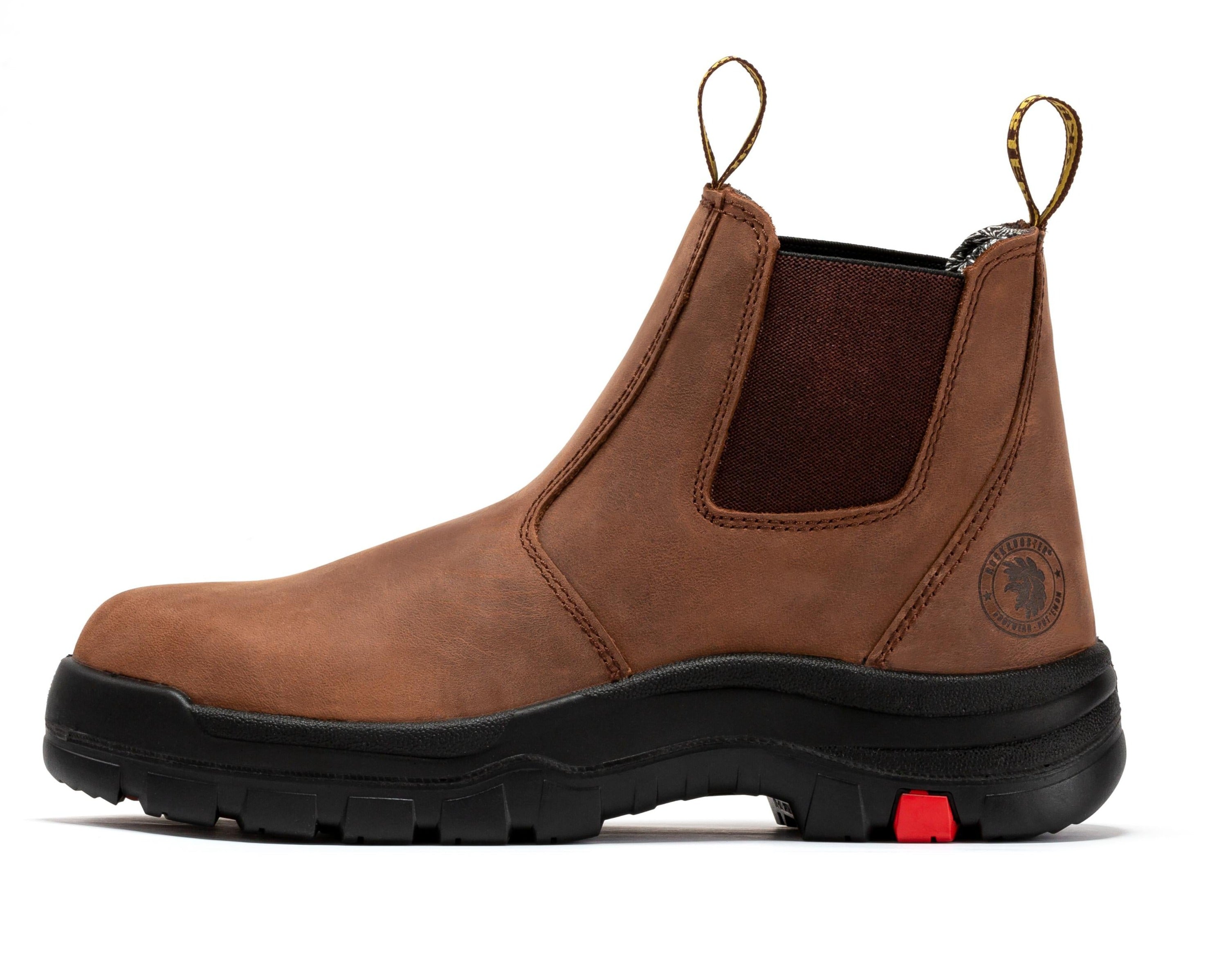 ROCKROOSTER Lumen Brown 6 pulgadas Botas de trabajo de cuero sin cordones AK224