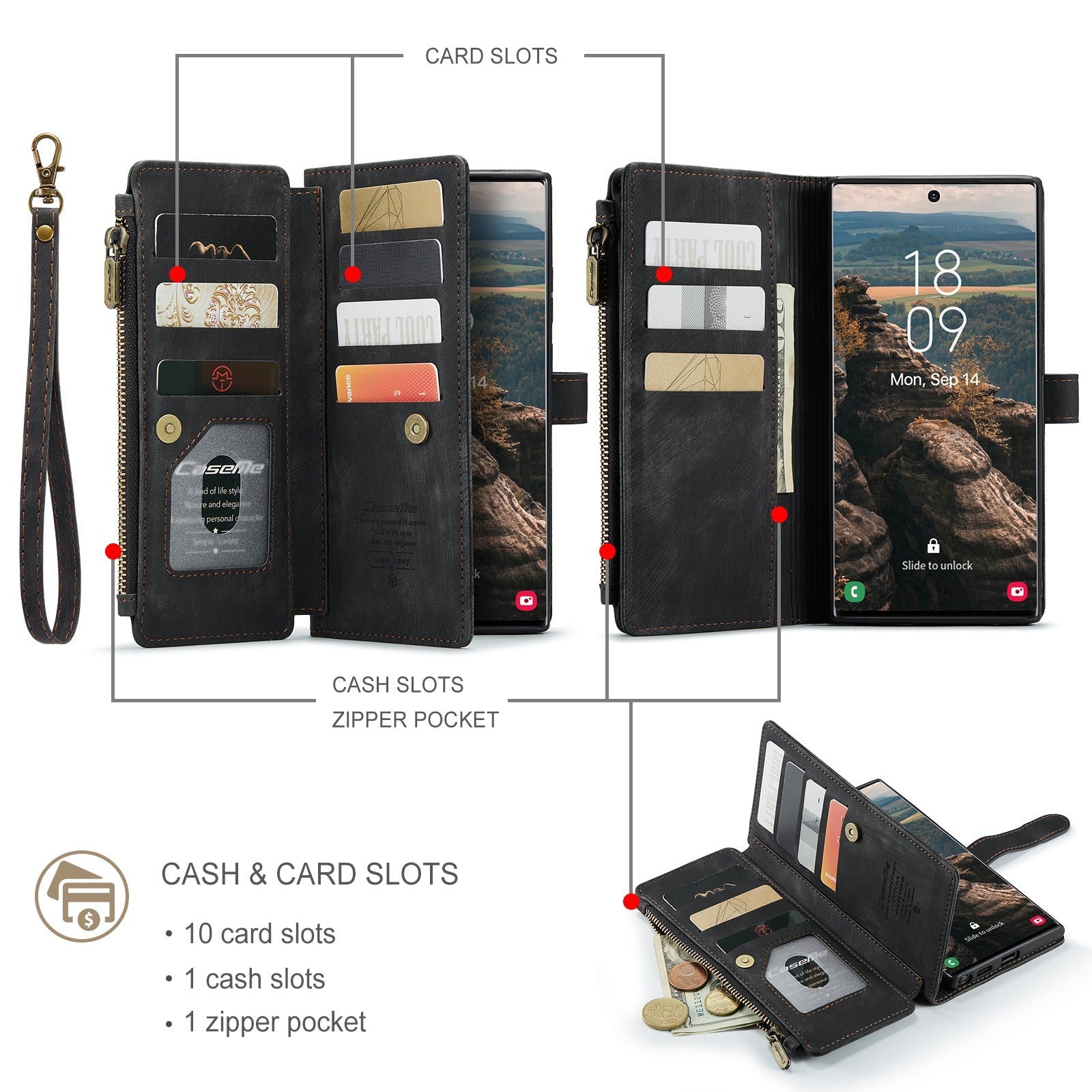 Funda premium tipo cartera para iPhone X a iPhone 14