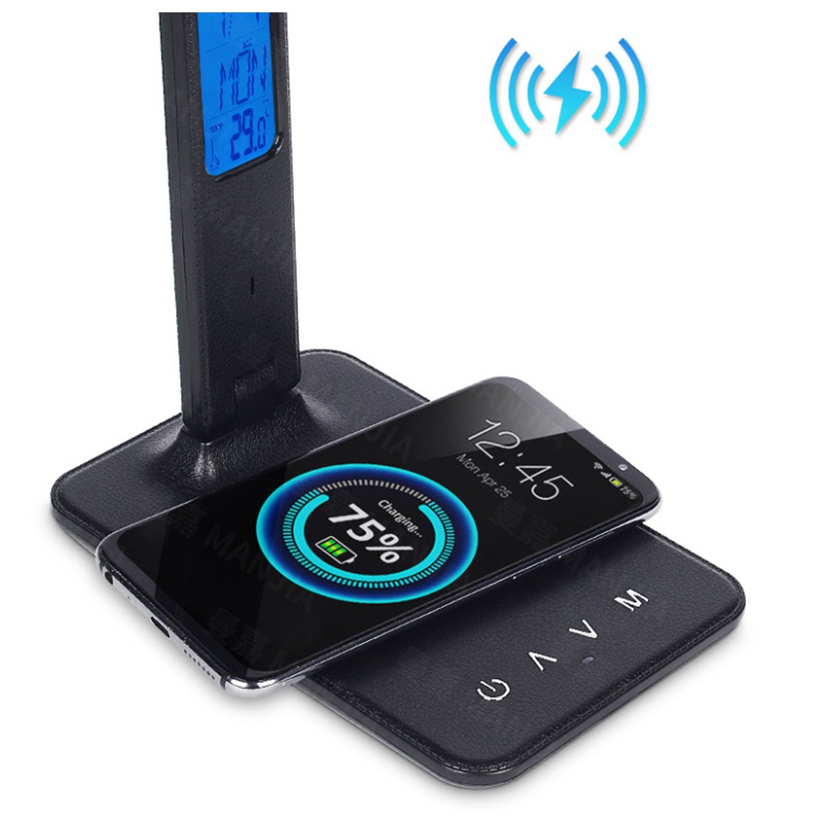 Lámpara Plus 3 en 1 con cargador de teléfono, reloj y termostato