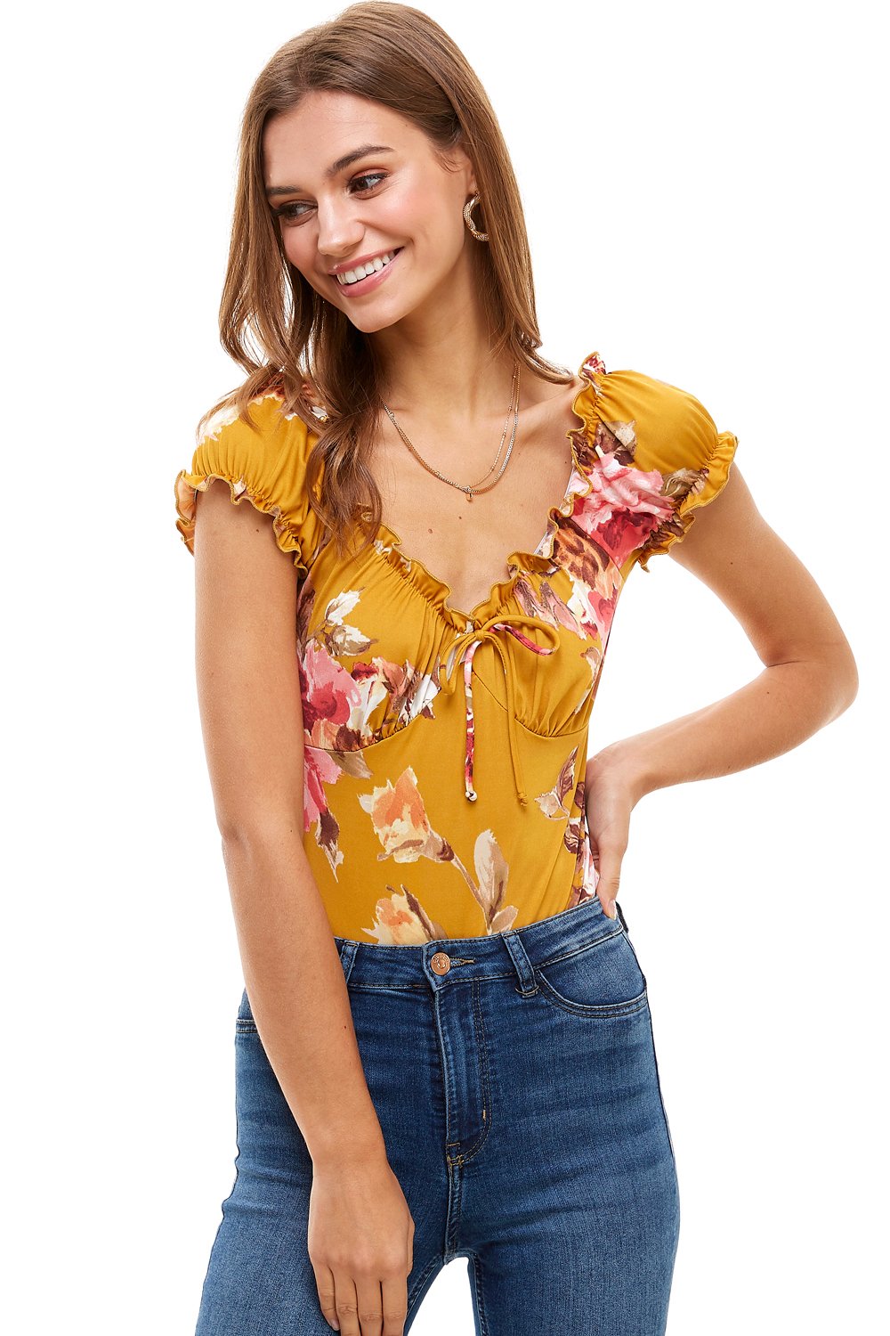 Body estampado floral estilo campesino