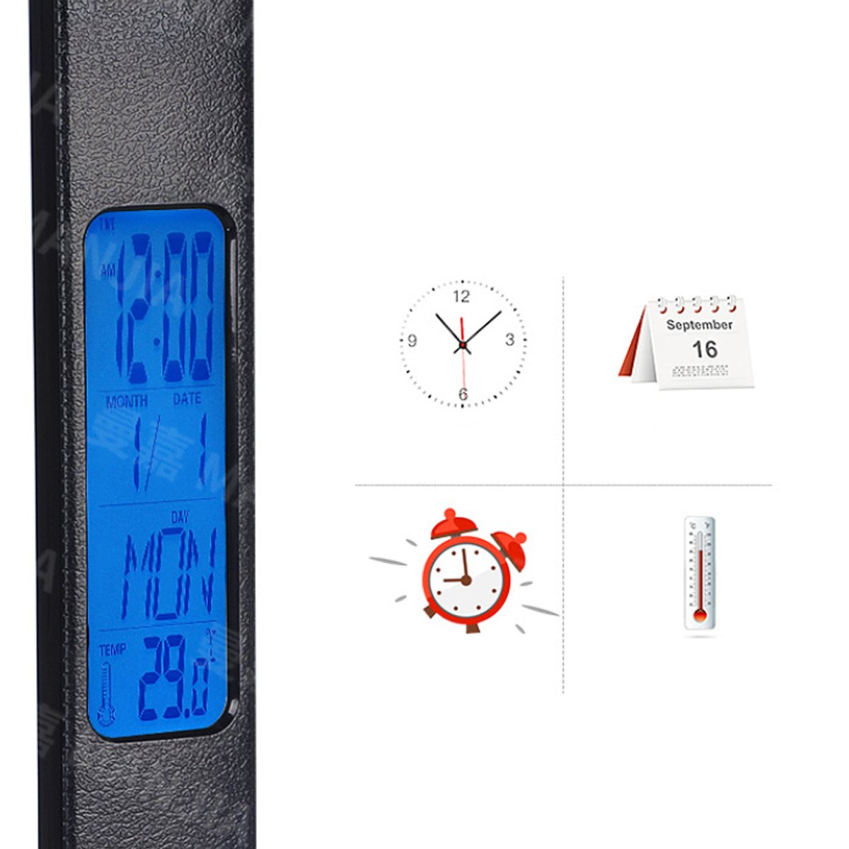 Lámpara Plus 3 en 1 con cargador de teléfono, reloj y termostato