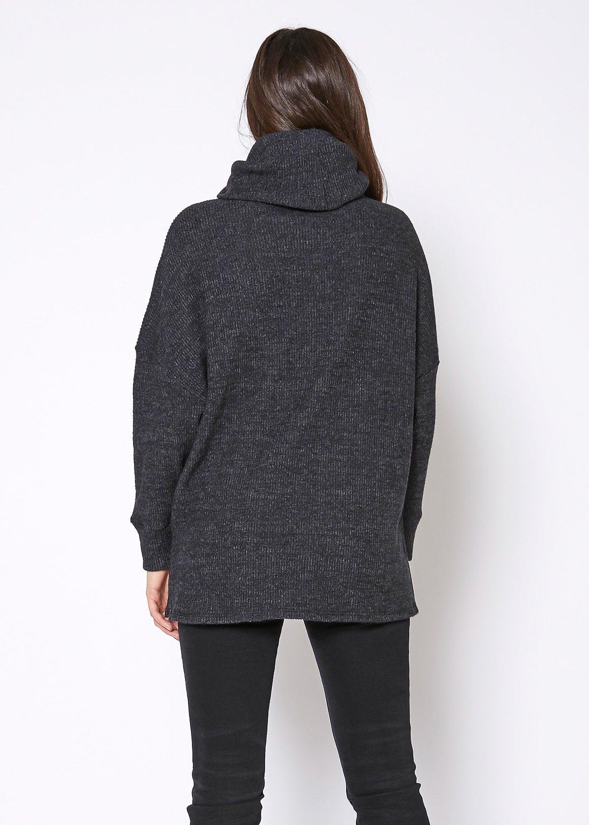 Jersey suéter de cuello alto, acanalado y oversize para mujer
