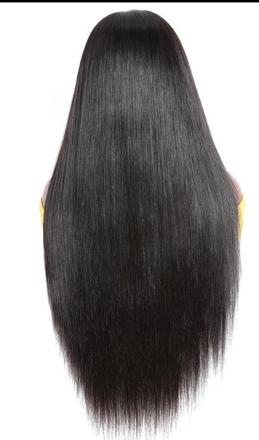 Peluca en U de pelo liso, pelucas de cabello humano para mujeres negras, brasileñas