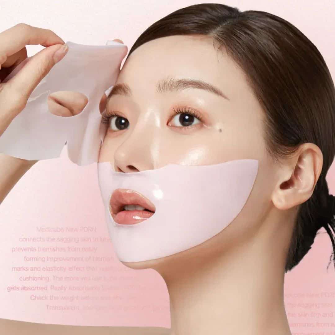 (4 unidades) Caja de mascarillas de gel de colágeno rosa PDRN de Medicube