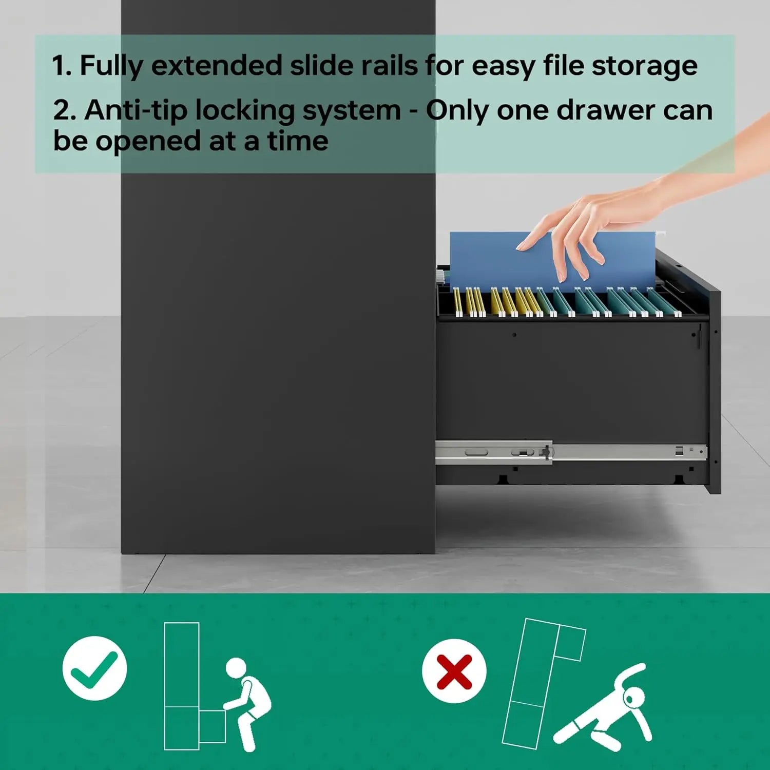 5 Drawer File Cabinet With Lock,Metal Lateral Filing Cabinets For Home Office Hanging Files Letter/Legal/F4/A4, Customize