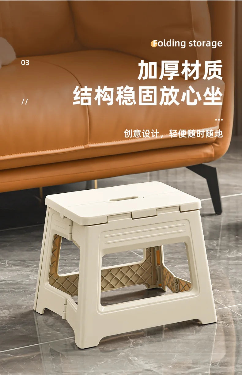 Lightweight Thickened Folding Stool for Outdoor Camping Fishing - Portable Integrated Design Home Travel Garden Magza Stool