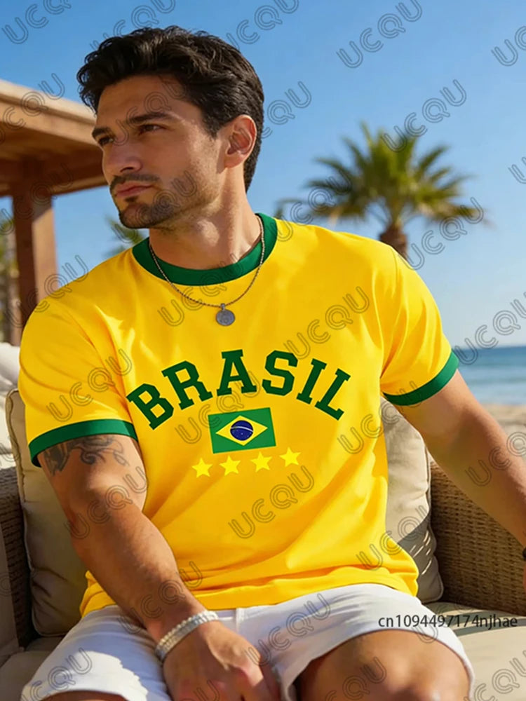 Summer New Brazilian Flag 3D Printed Large-sized Men&
