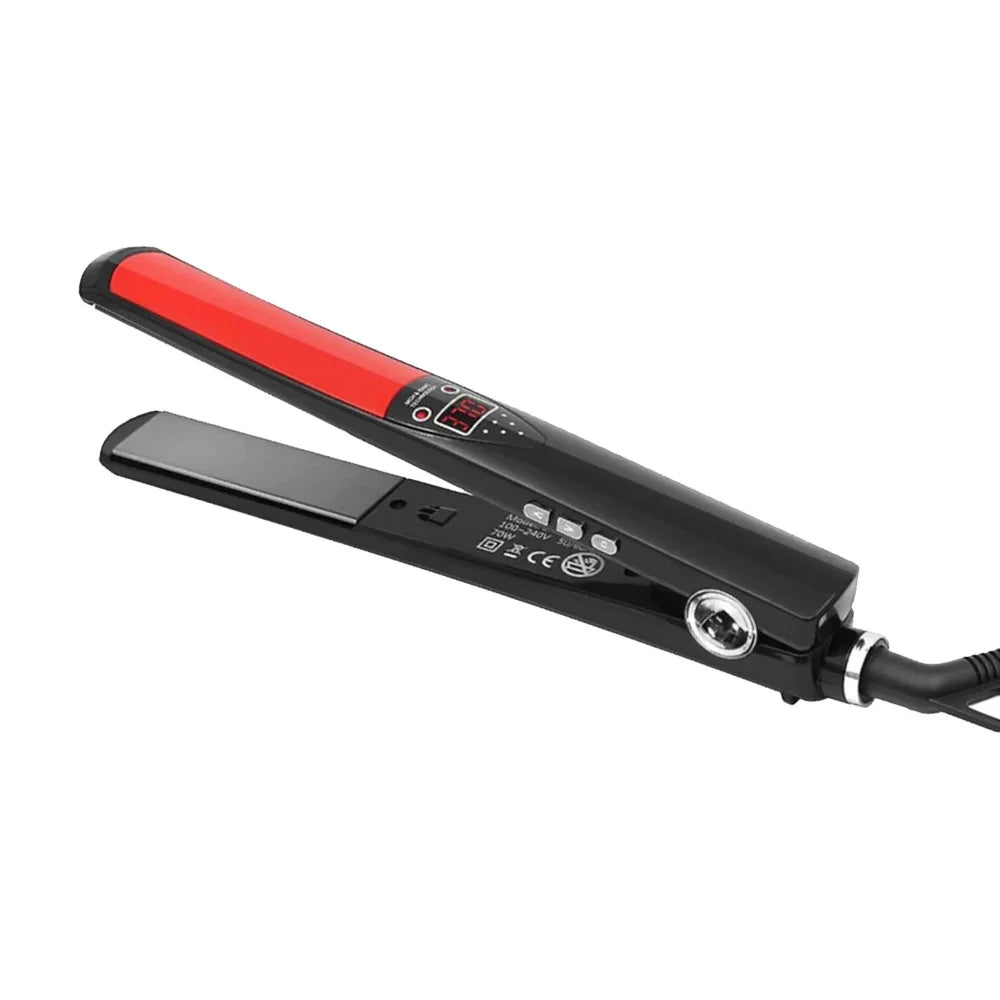 RUCHA Professional Hair Straightener Wide Plate Titanium Flat Iron Rapid Heating LCD Display PTC Treatment Hair Iron and Brush