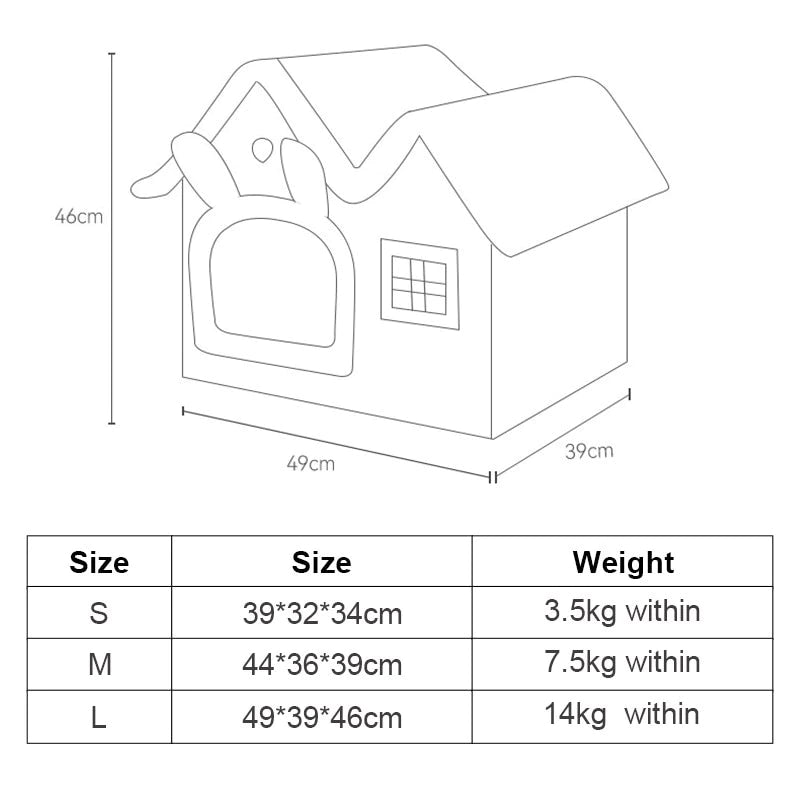 Casa de Peluche para Mascotas con Techo Removible