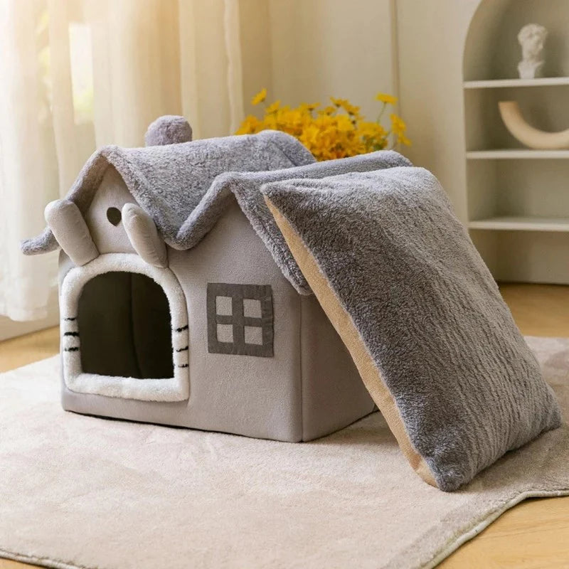 Casa de Peluche para Mascotas con Techo Removible