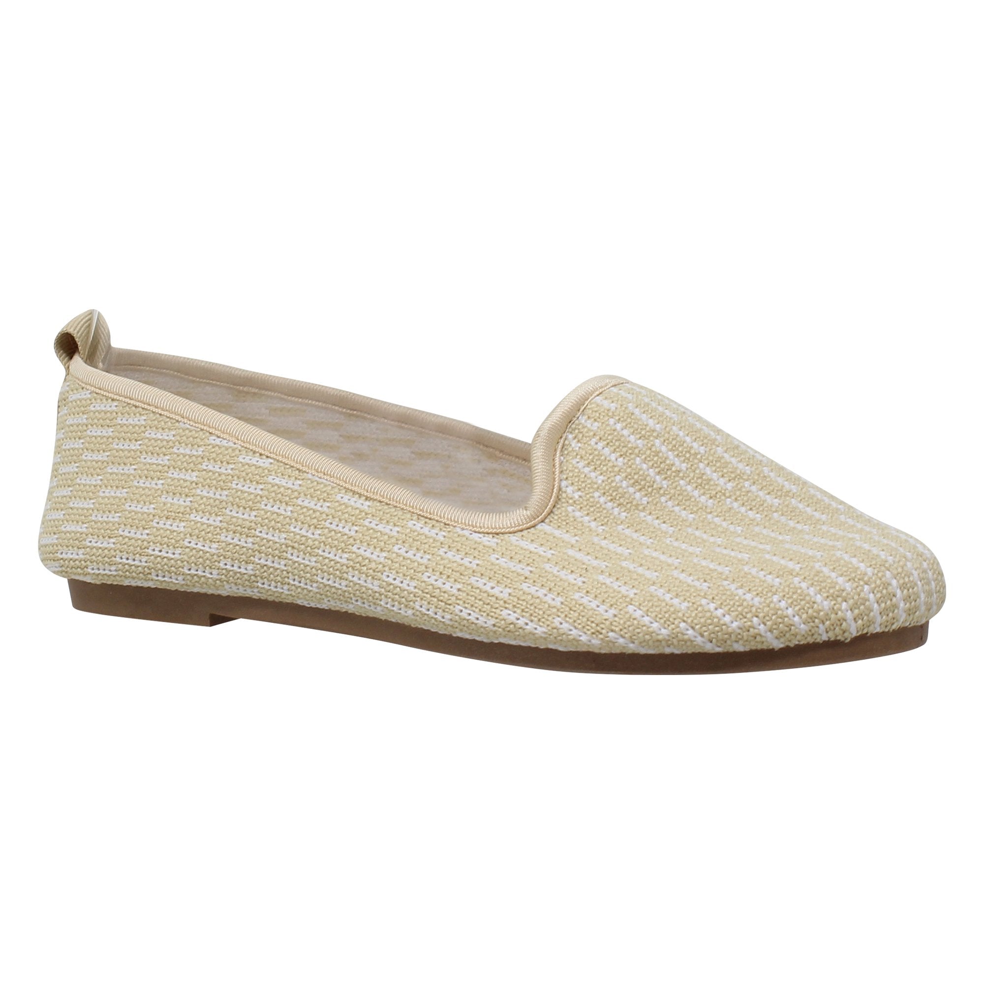 SOBEYO Zapatillas Bailarinas de Mujer Suéter Suela de Goma Suave Zapatos de Gamuza Beige