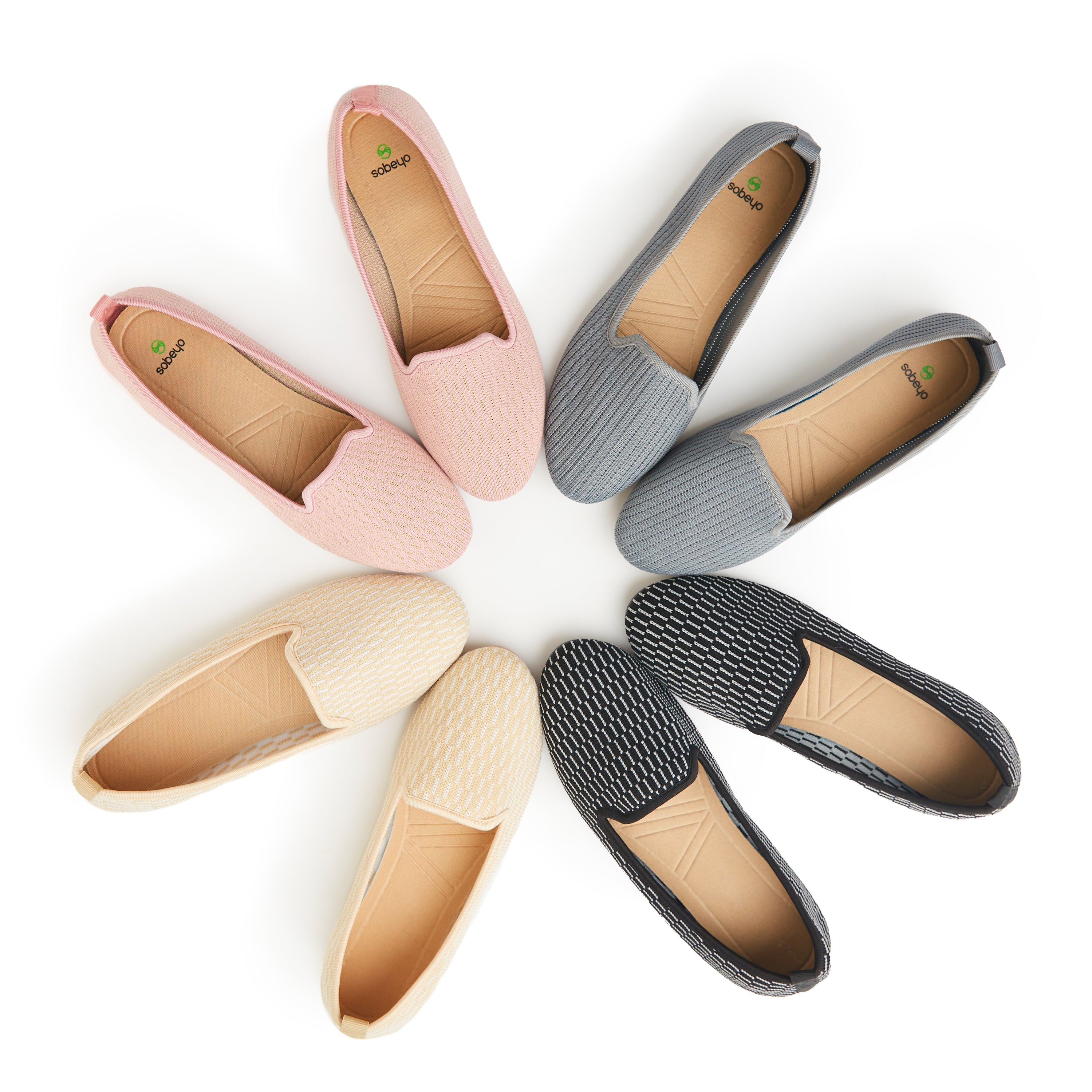 SOBEYO Zapatillas de Ballet para Mujer, Suaves, Suela de Goma, sin Cordones, Casual