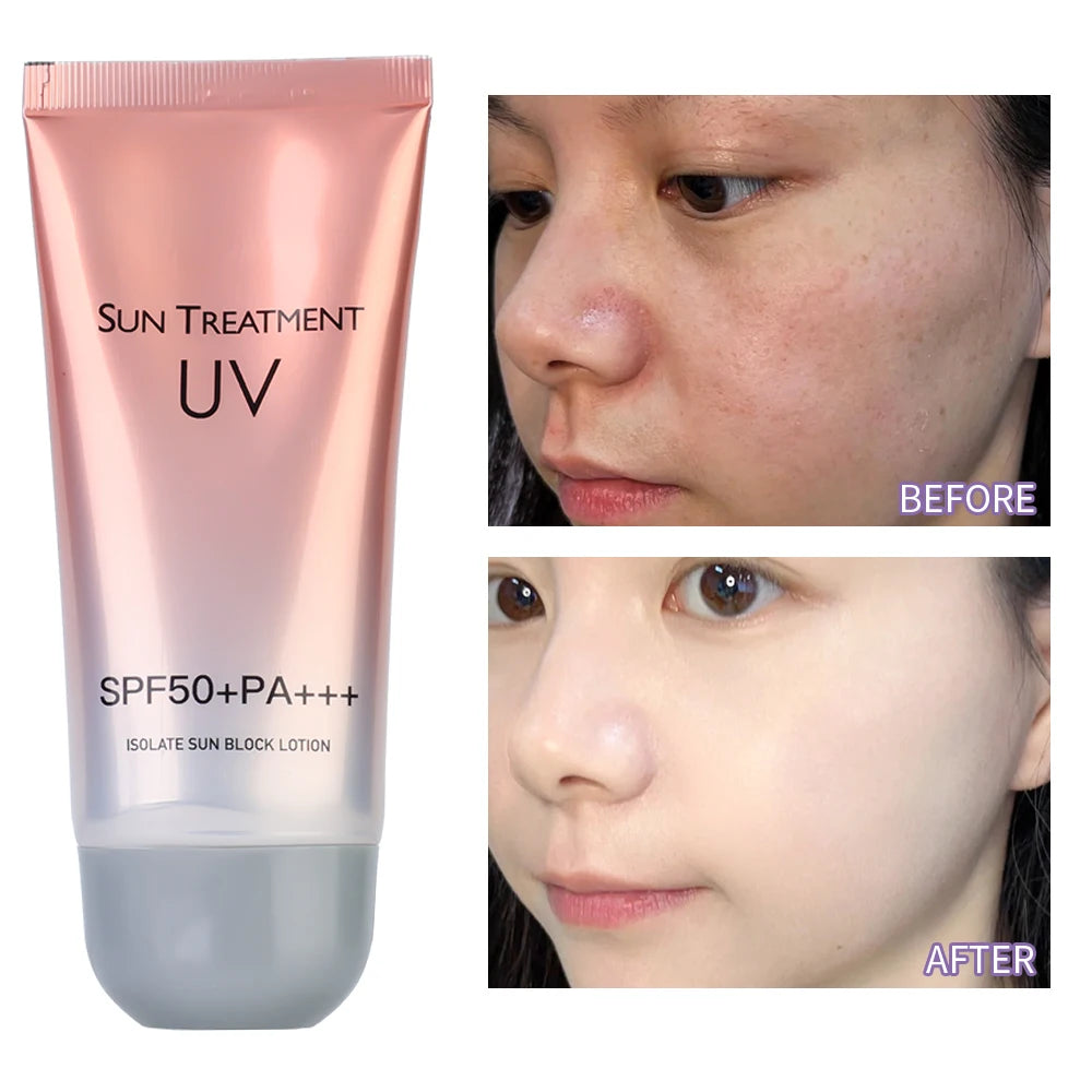 Crema solar duradera Protector facial Bloqueador solar Spf50 Gel Aislamiento Loción Crema Blanqueadora Cremas Hidratante facial Blanqueadora