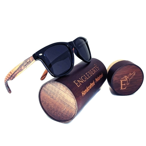 Gafas de sol de madera de cebra, estrellas y barras, con estuche de madera, polarizadas,