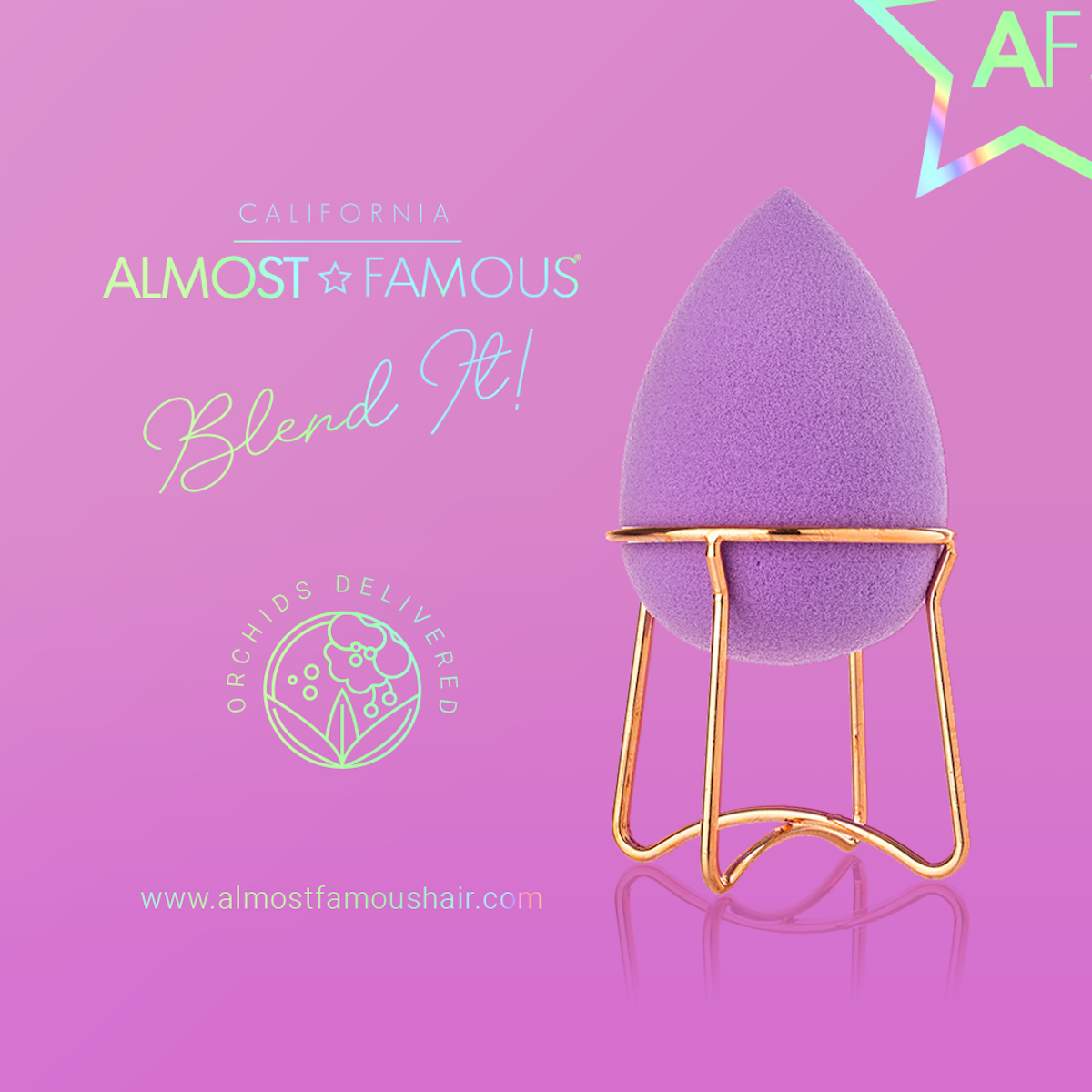 Esponja para Maquillaje Almost Famous con Soporte Oro Rosado