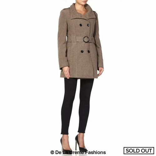 De La Creme - Abrigo de mujer estilo militar con cinturón