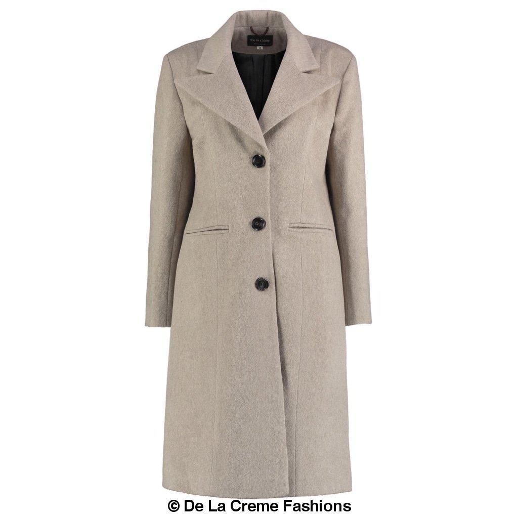 De La Creme - Abrigo largo de invierno de mezcla de mohair para mujer