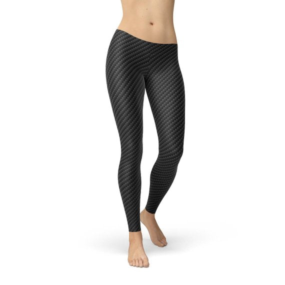 Leggings negros de fibra de carbono para mujer