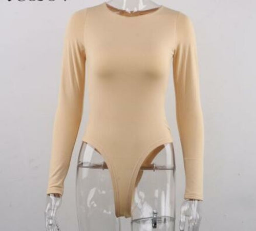 Body de manga larga con cuello redondo
