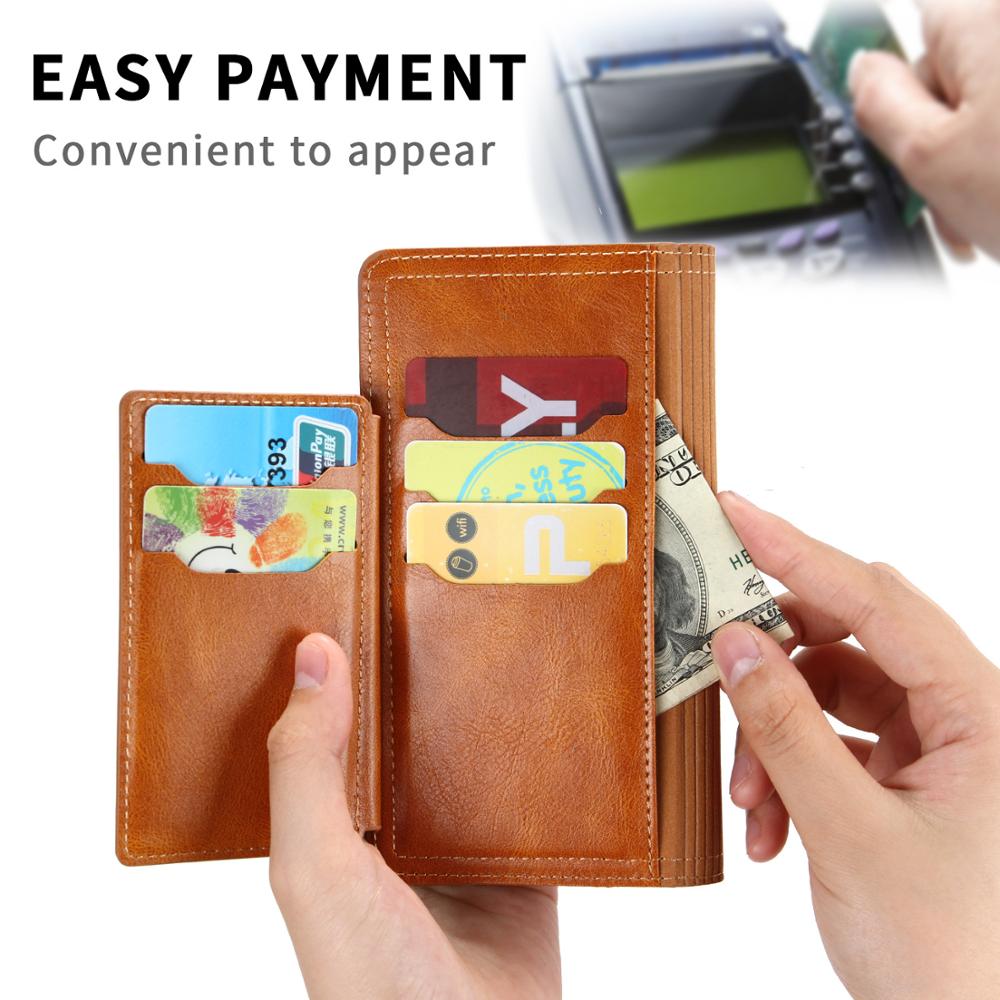 Estuche tipo cartera con cremallera y soporte de carga inalámbrica para iPhone
