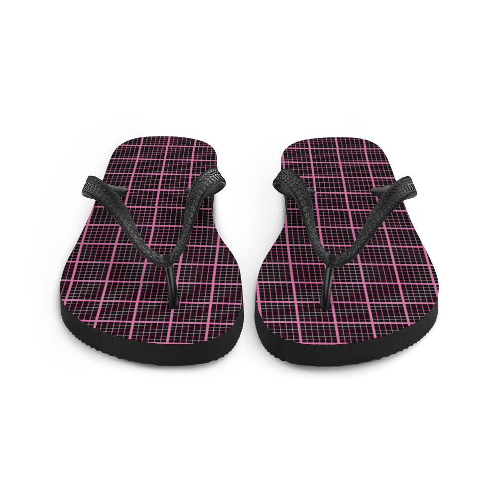 Chanclas a cuadros negras y rosas