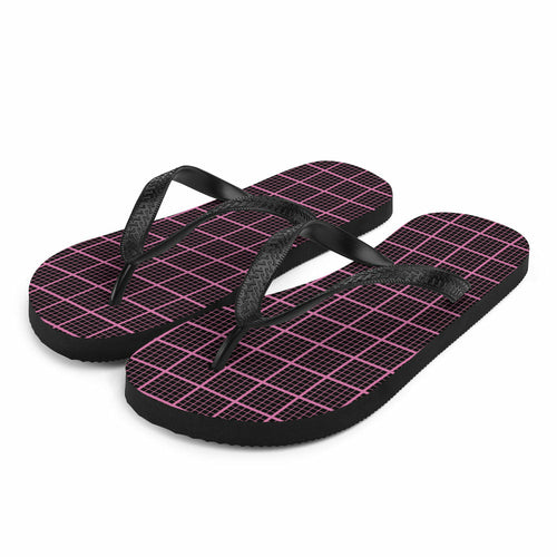 Chanclas a cuadros negras y rosas