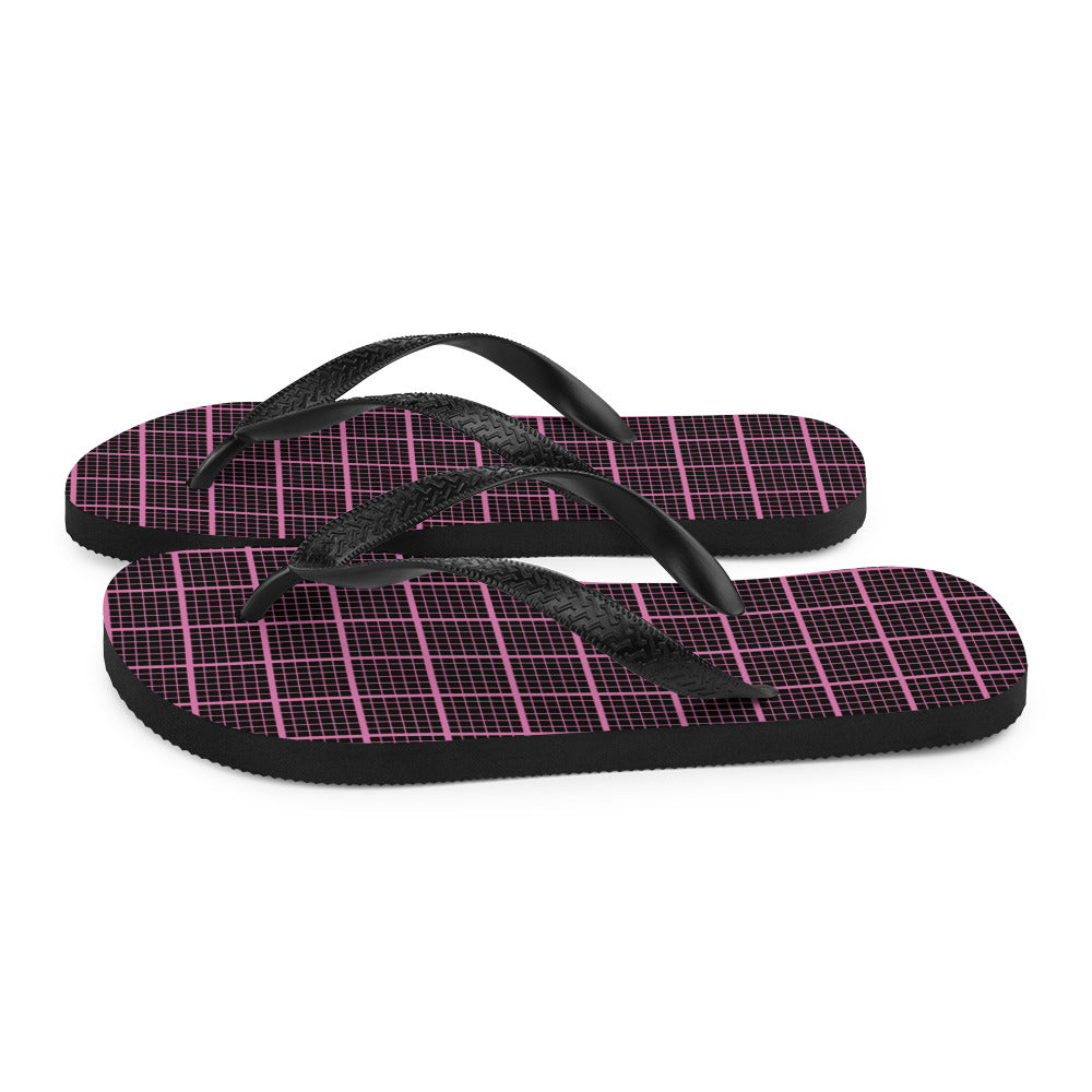 Chanclas a cuadros negras y rosas