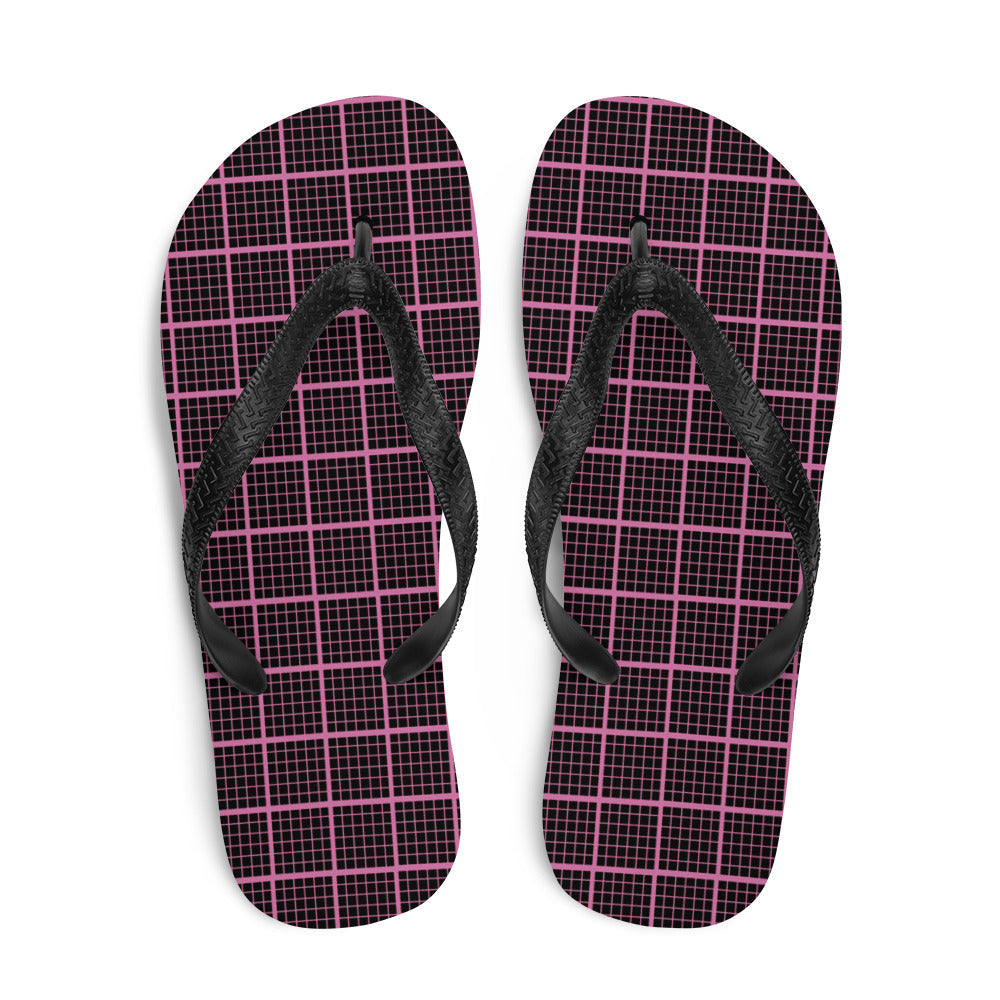 Chanclas a cuadros negras y rosas