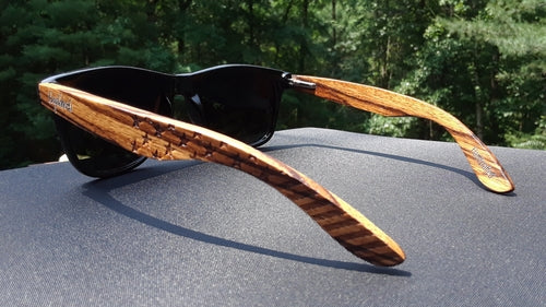 Gafas de sol de madera de cebra, estrellas y barras, con estuche de madera, polarizadas,