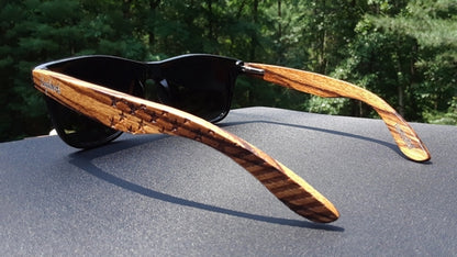 Gafas de sol de madera de cebra, estrellas y barras, con estuche de madera, polarizadas,