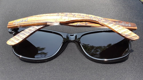 Gafas de sol de madera de cebra, estrellas y barras, con estuche de madera, polarizadas,