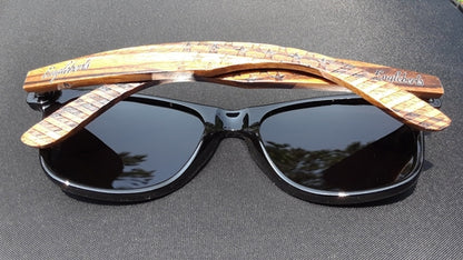 Gafas de sol de madera de cebra, estrellas y barras, con estuche de madera, polarizadas,