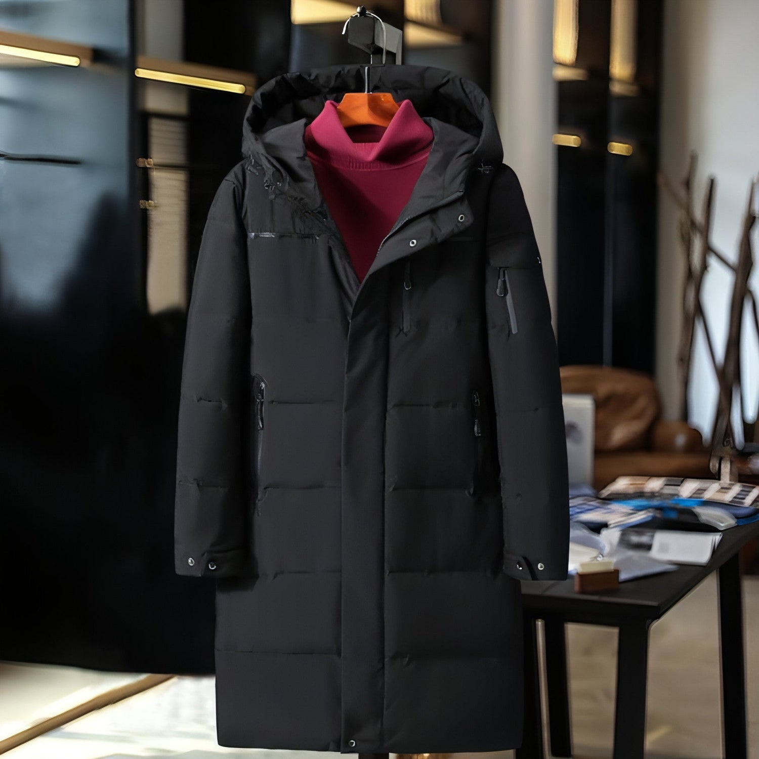 Plumífero largo acolchado para hombre