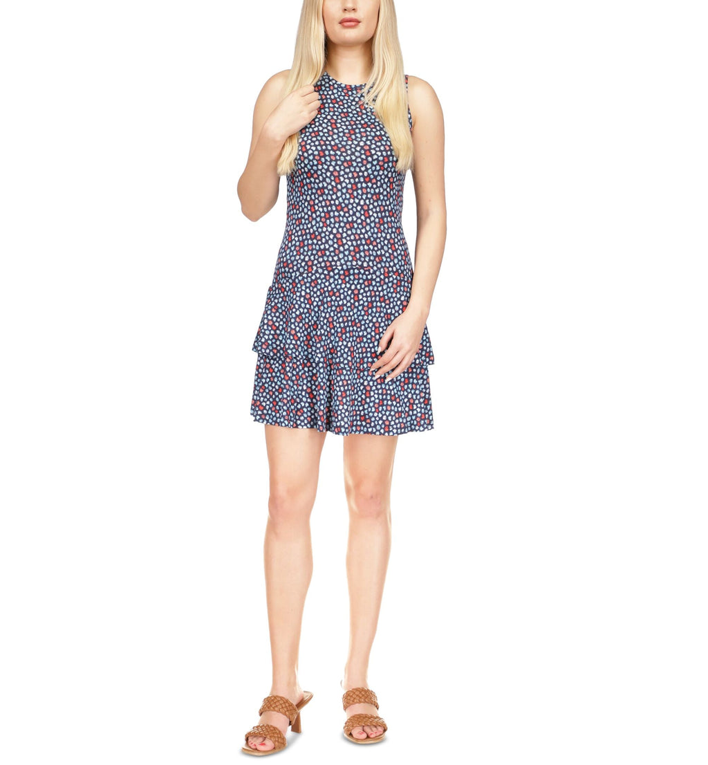 MICHAEL KORS Womens Ruffled Pullover Unlined Printed Sleeveless Crew
