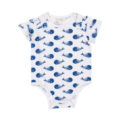 Bodysuit de manga corta para bebé con babero - Ballena azul