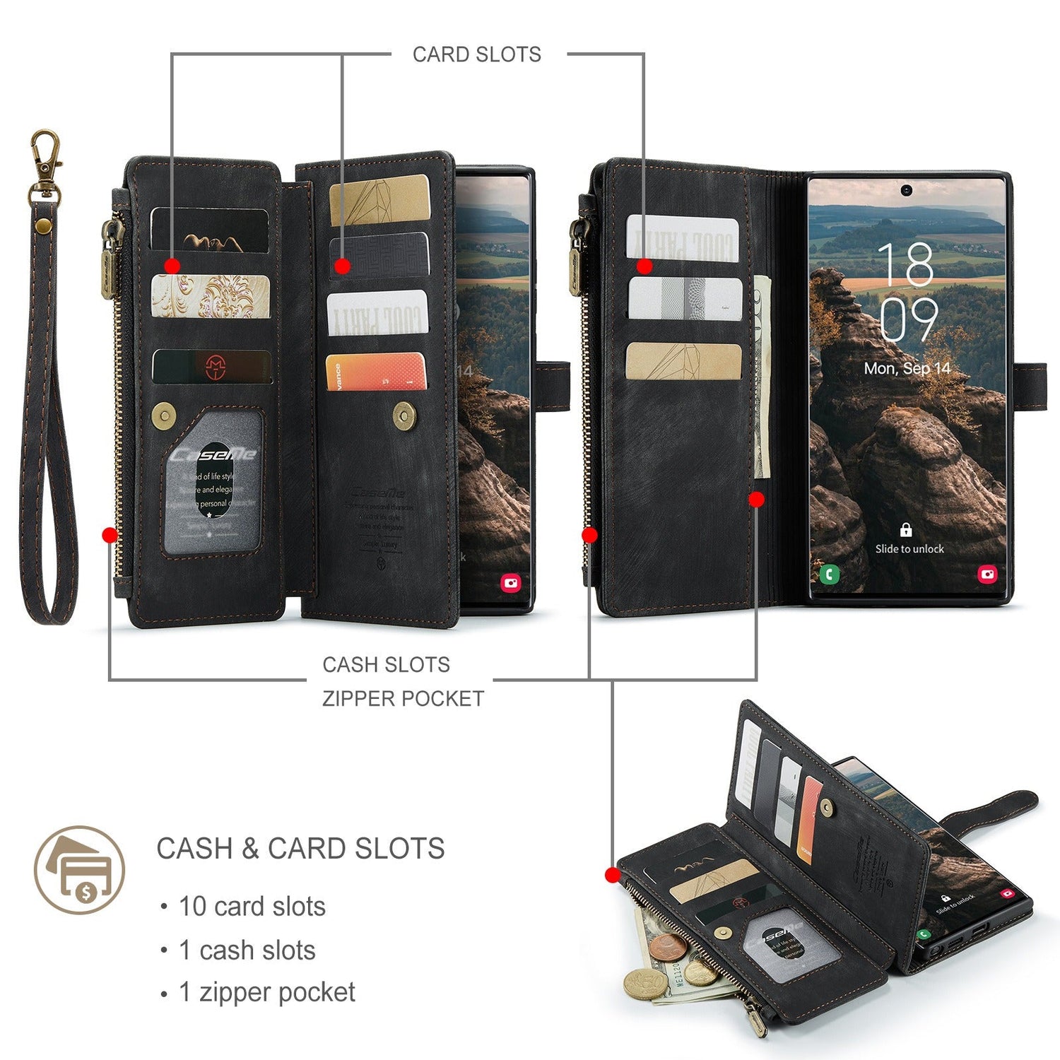 Funda premium tipo cartera para iPhone X a iPhone 14