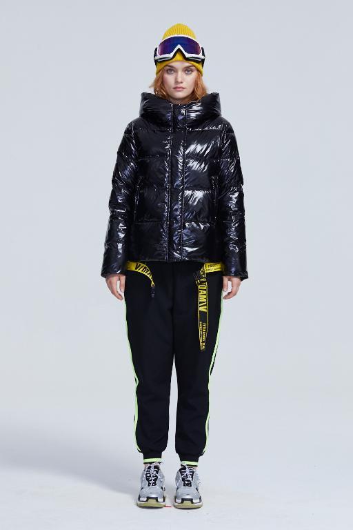 Abrigos cortos de invierno para mujer, parkas cálidas con capucha y chaqueta brillante para damas