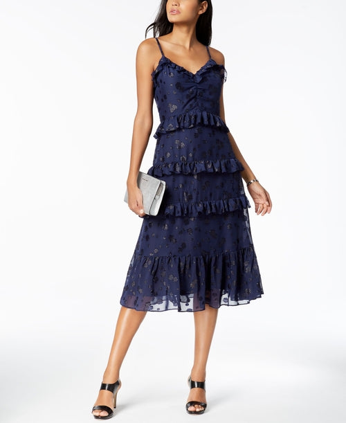 Vestido con volantes de jacquard estampado Michael Michael Kors