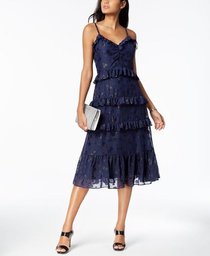 Vestido con volantes de jacquard estampado Michael Michael Kors