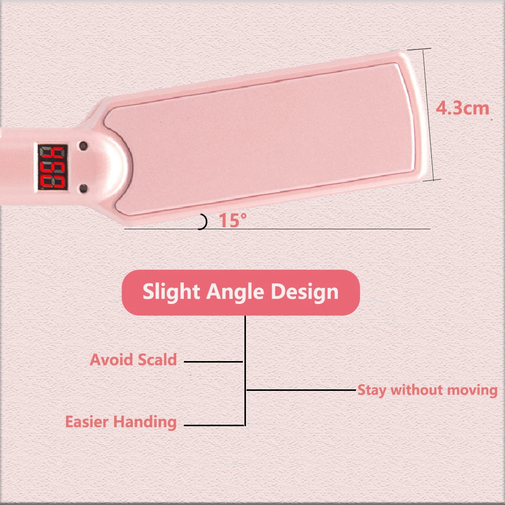 RUCHA Professional Hair Straightener Wide Plate Titanium Flat Iron Rapid Heating LCD Display PTC Treatment Hair Iron and Brush
