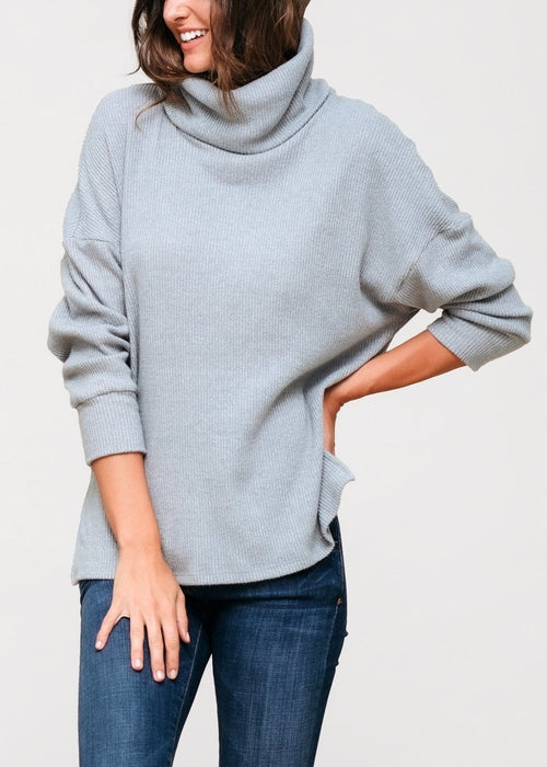 Jersey suéter de cuello alto, acanalado y oversize para mujer