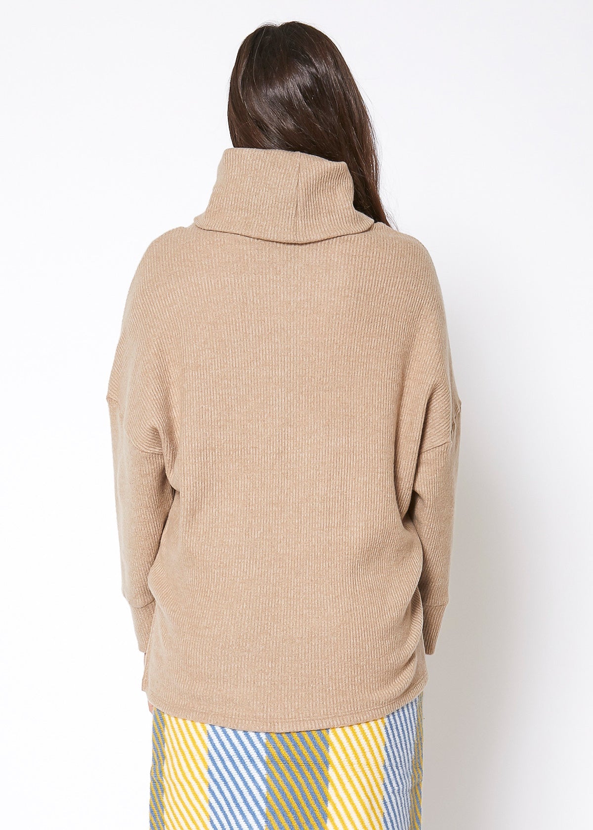 Jersey suéter de cuello alto, acanalado y oversize para mujer