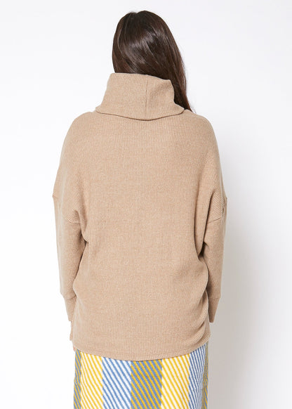 Jersey suéter de cuello alto, acanalado y oversize para mujer