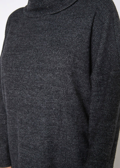 Jersey suéter de cuello alto, acanalado y oversize para mujer