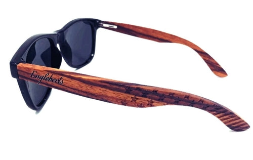 Gafas de sol de madera de cebra, estrellas y barras, con estuche de madera, polarizadas,