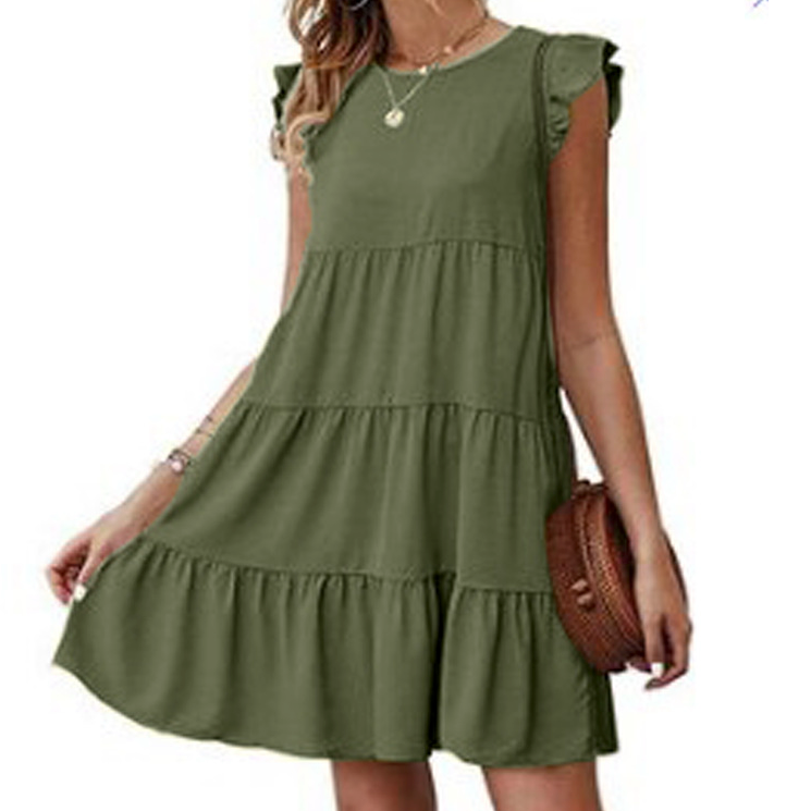 Vestido holgado de mujer con mangas casquillo