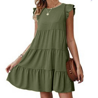 Vestido holgado de mujer con mangas casquillo