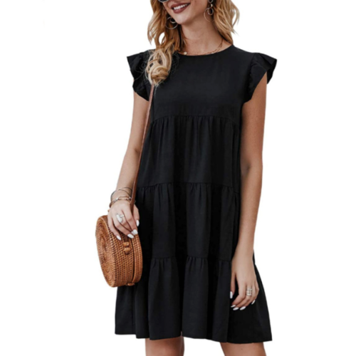 Vestido holgado de mujer con mangas casquillo